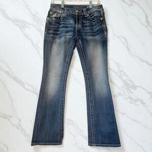 Miss Me Jeans Womens 27 Boot Cut‎ Embellished Pockets Dark Wash Denim